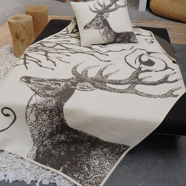 cotton fleece stag throw